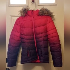 So Faux Fur Trim Hood Puffer Jacket